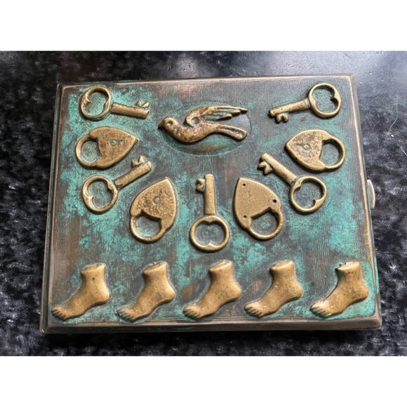 Vtg 1973 Handmade In Tlaquepaque Mexico Metal Cigarette Case One Of A Kind Beaut - Picture 3 of 8